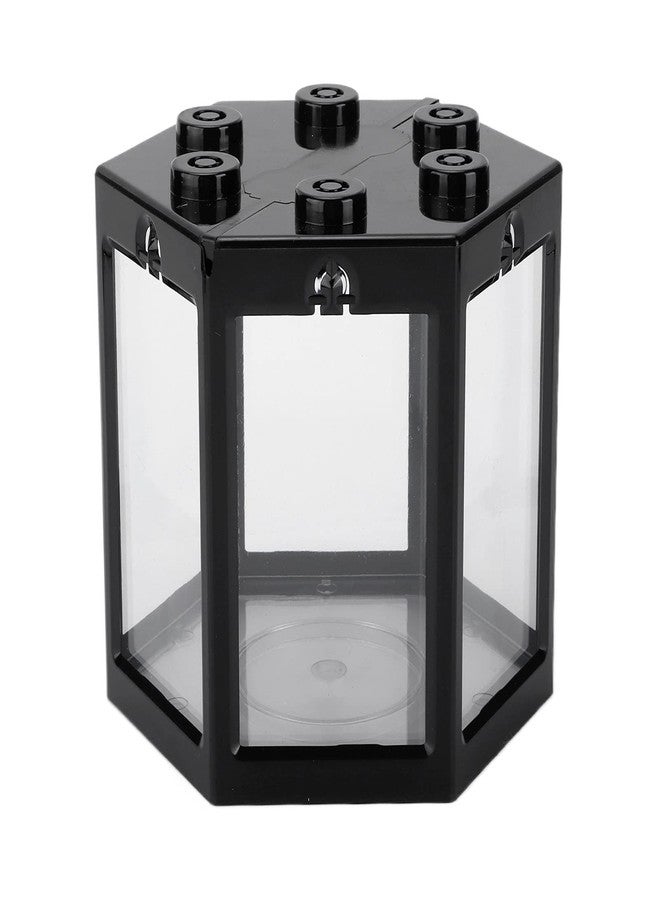 SASKATE Hex Shape Portable Mini Aquarium Tank, Small Betta Fish Tank, Mini Plastic Fish Small Hex Fish Tank, for Turtle Reptile Shrimp Moss Crab Insects Habitat as Decoration (Black) - Image 2